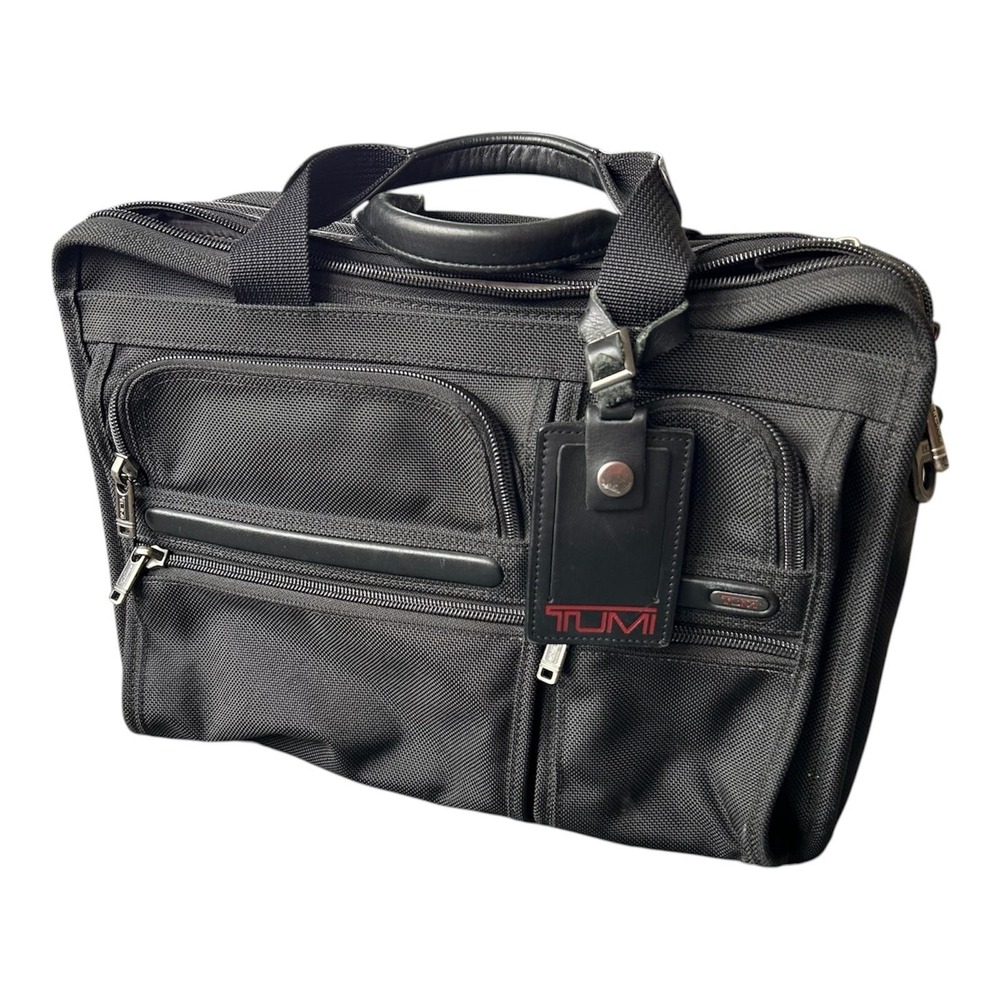 Tumi Laptop Bag Alpha Expandable Organizer Brief 26141D4‎ Black Ballistic Nylon